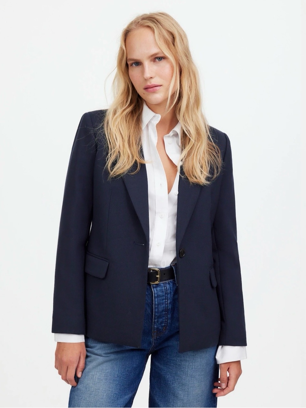 Madewell Alston Classic Navy Blazer - Women's Tailored Blazer